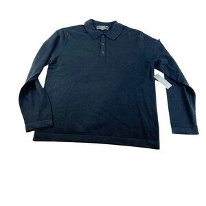 Liverpool Los Angeles Men's Black Long Sleeve Knit Polo Shirt Sz M NWT